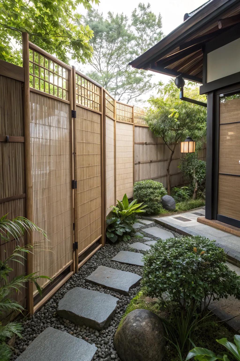 Bamboo screens add a serene, Zen-like quality to outdoor spaces.