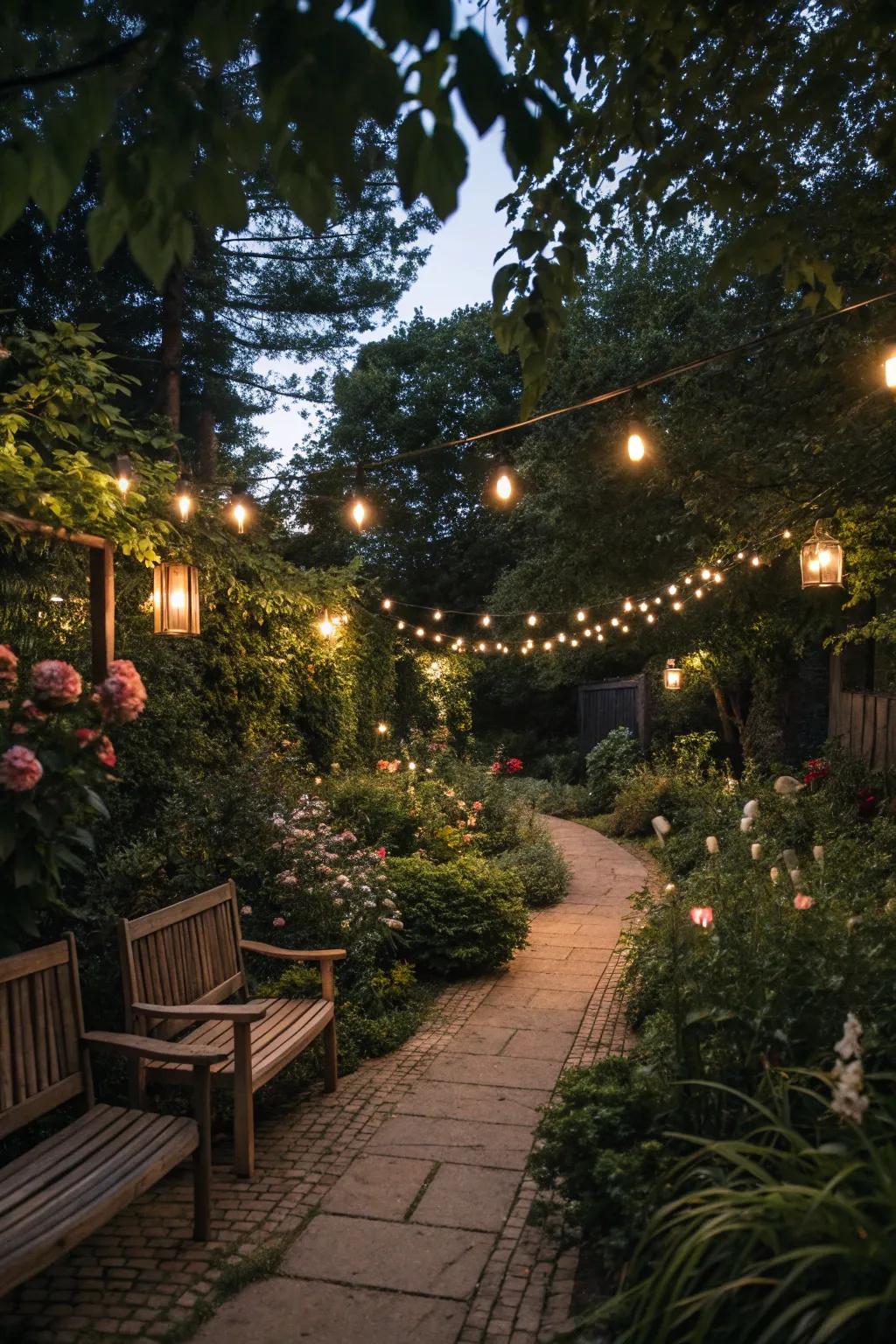 Lighting transforms gardens at night
