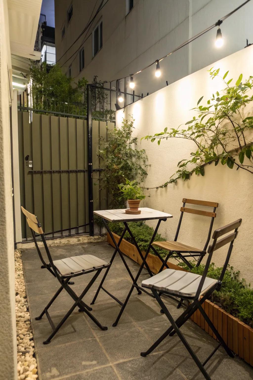 Foldable furniture offers flexibility in small spaces.