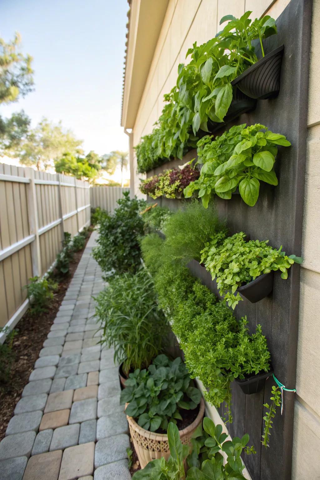 Vertical herb gardens offer fresh, convenient access to culinary favorites.