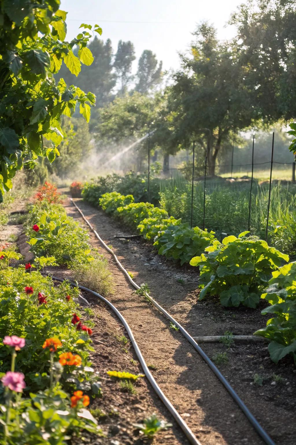 Drip irrigation ensures efficient watering for optimal growth.