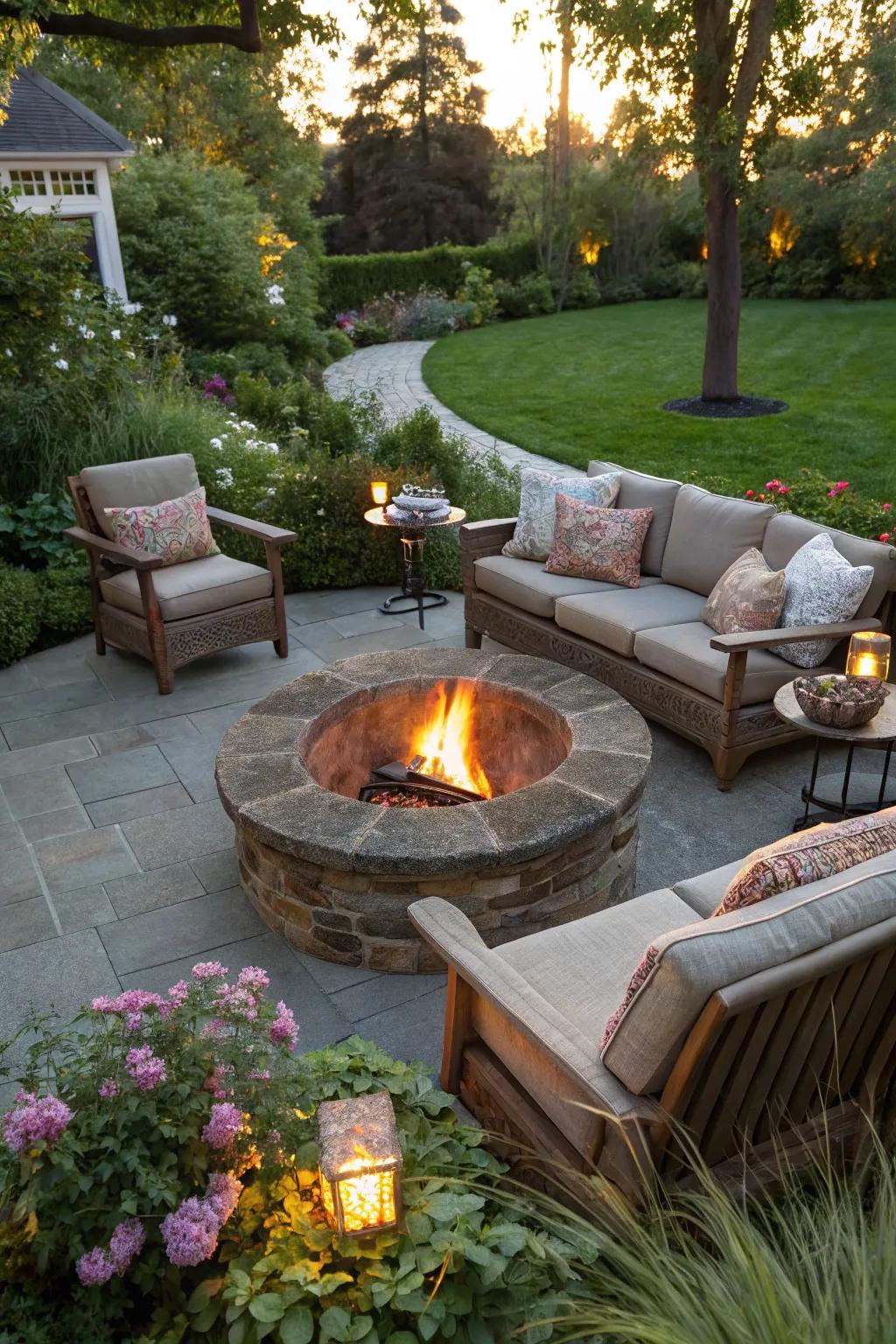 A warm and inviting fire pit for gatherings.