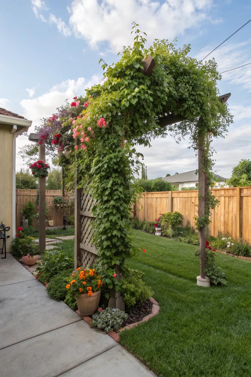 Add height with a garden trellis