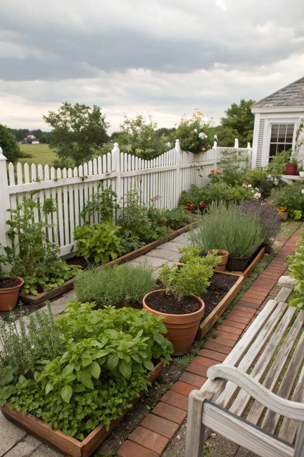 A delightful herb garden providing fresh ingredients and beauty.