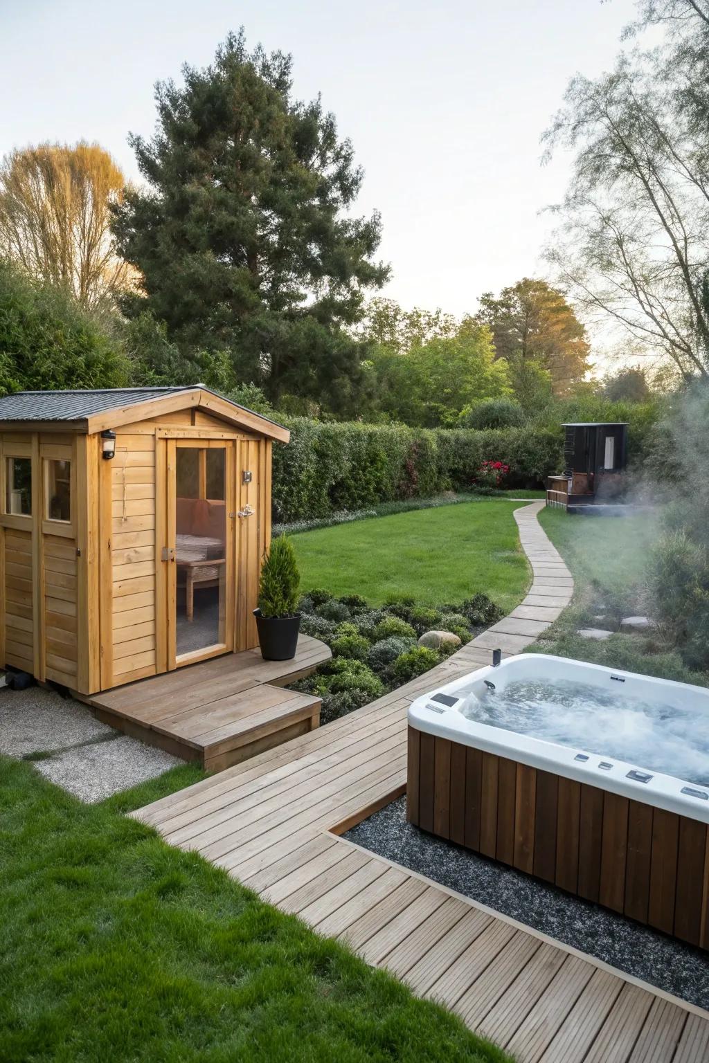 A sauna offers a luxurious spa experience.