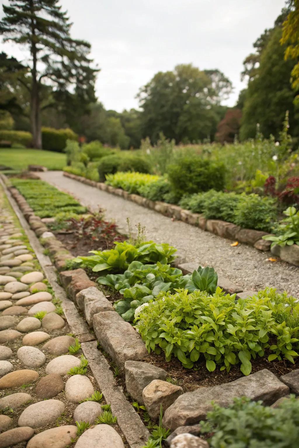 Opt for low-maintenance stone ground cover in your garden.