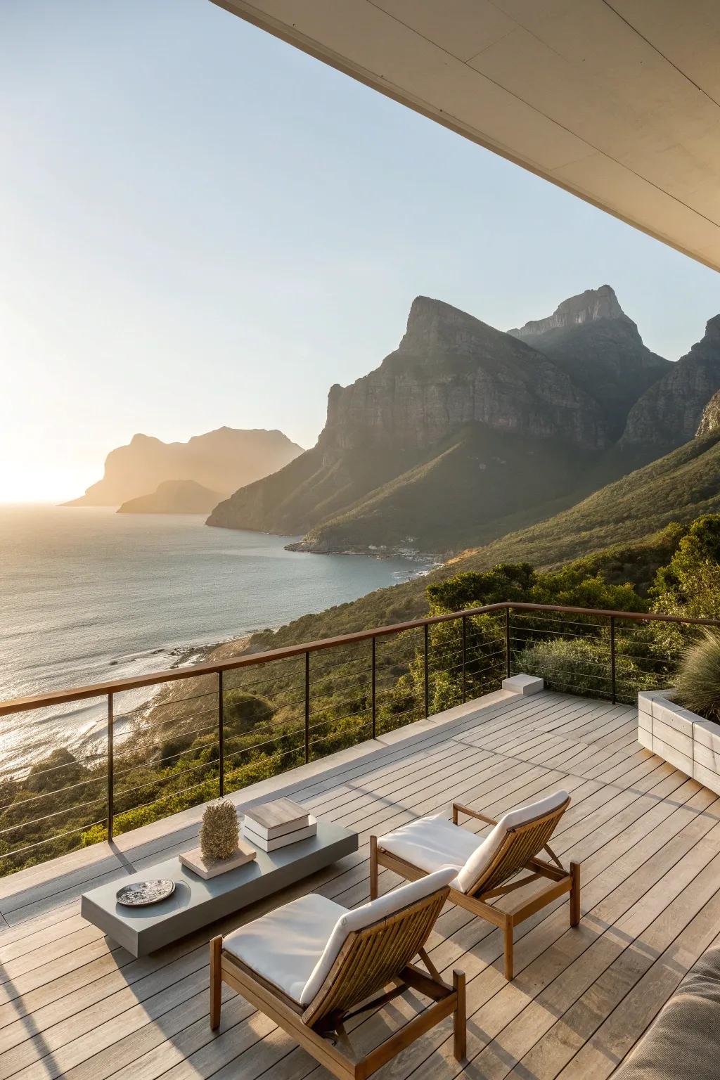 A deck with a view, a feast for the eyes.