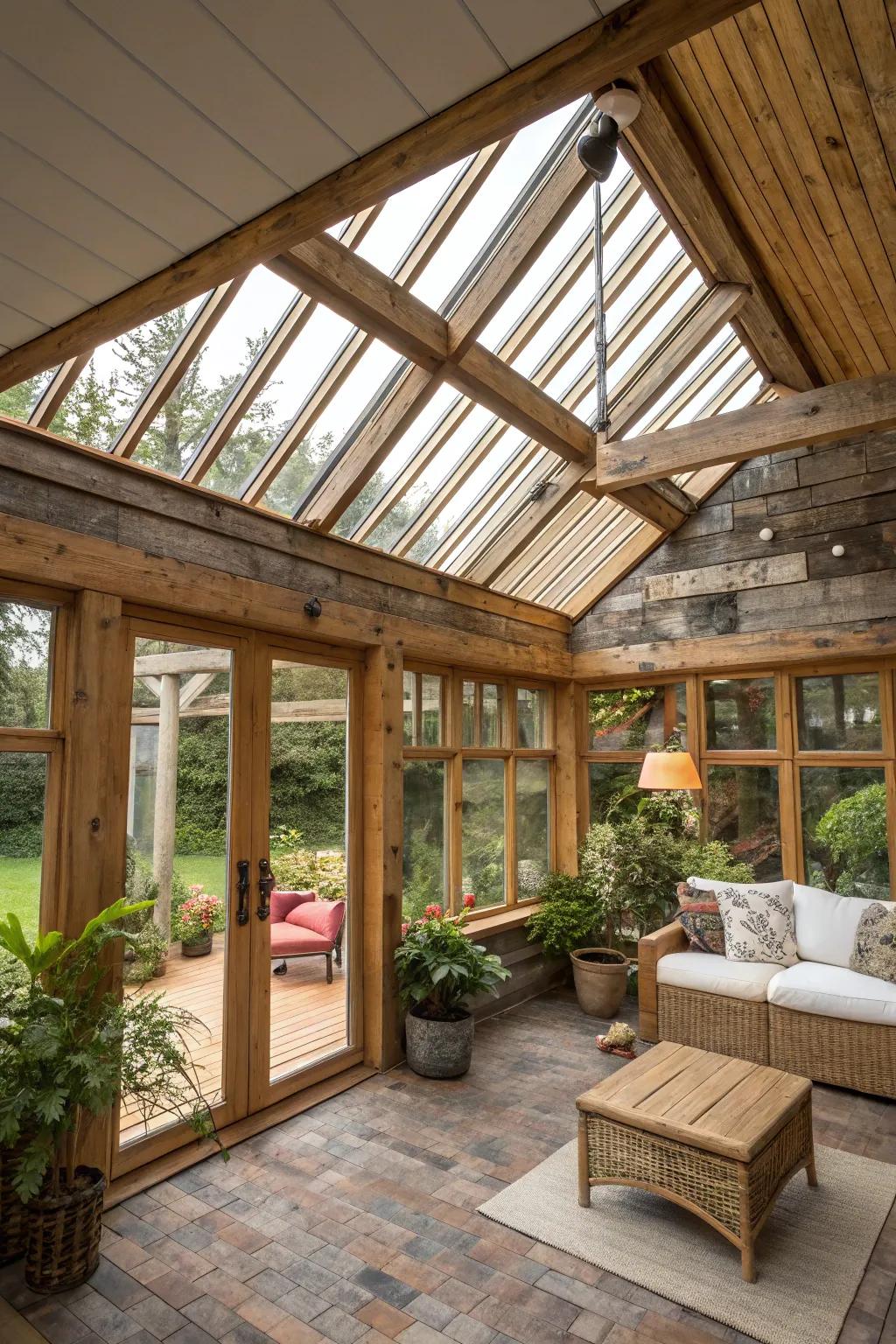 Reclaimed materials add character and sustainability.