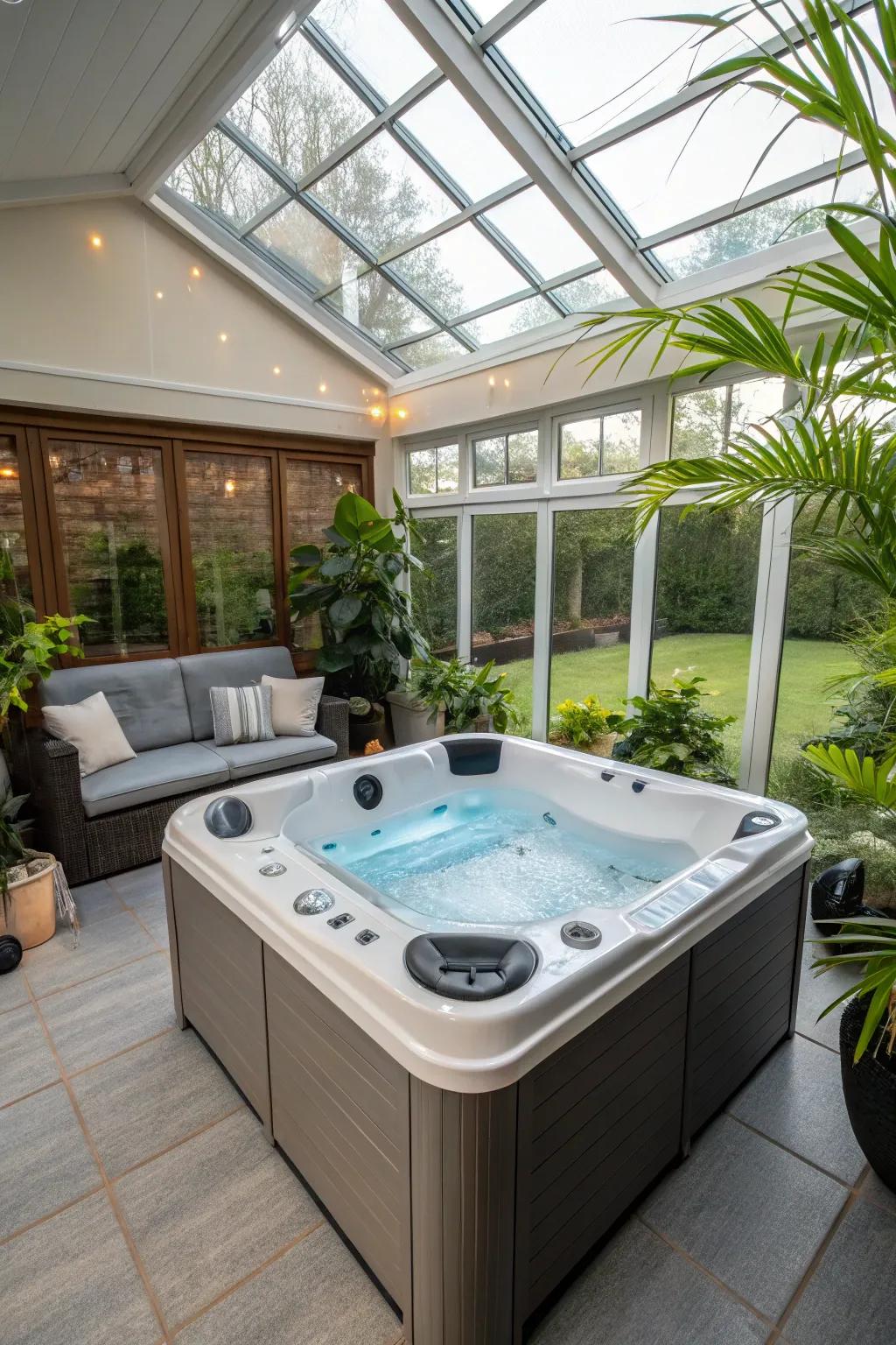 Smart technology offers convenient control over the sunroom's environment.