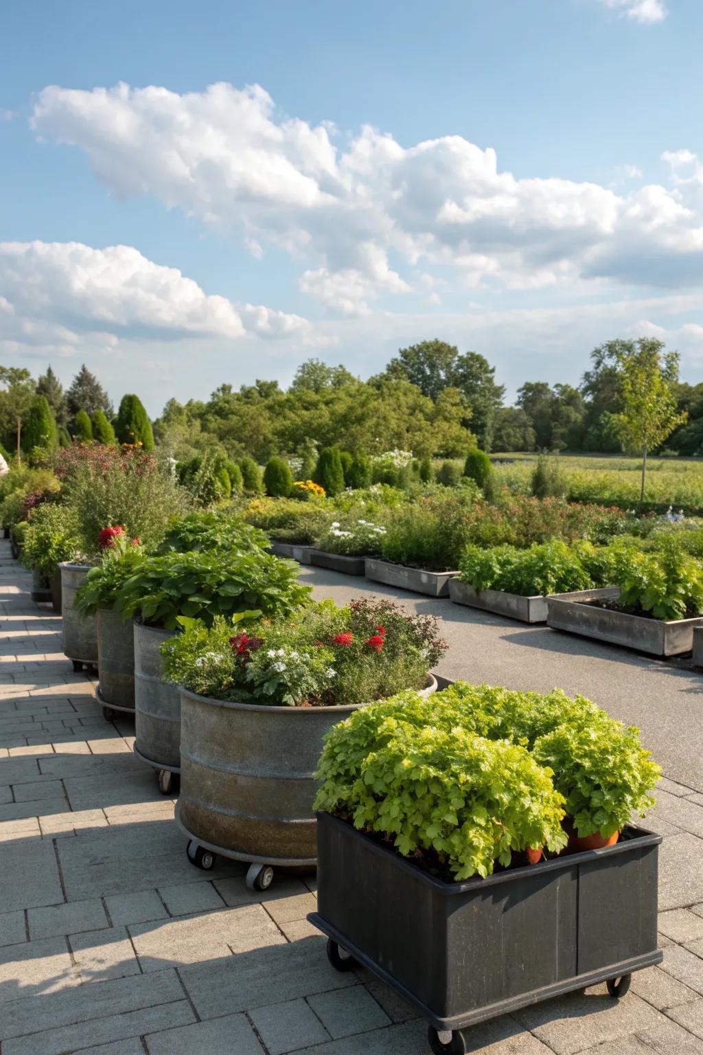 Enjoy flexibility and ease with mobile rolling planters.