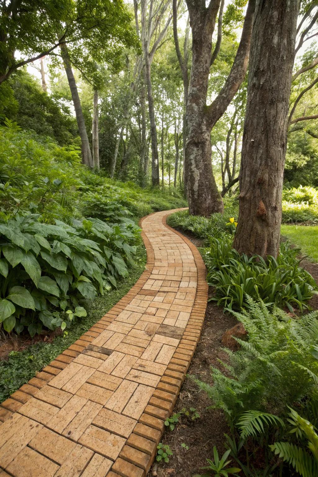 Cork pathways provide a soft and unique walking surface.