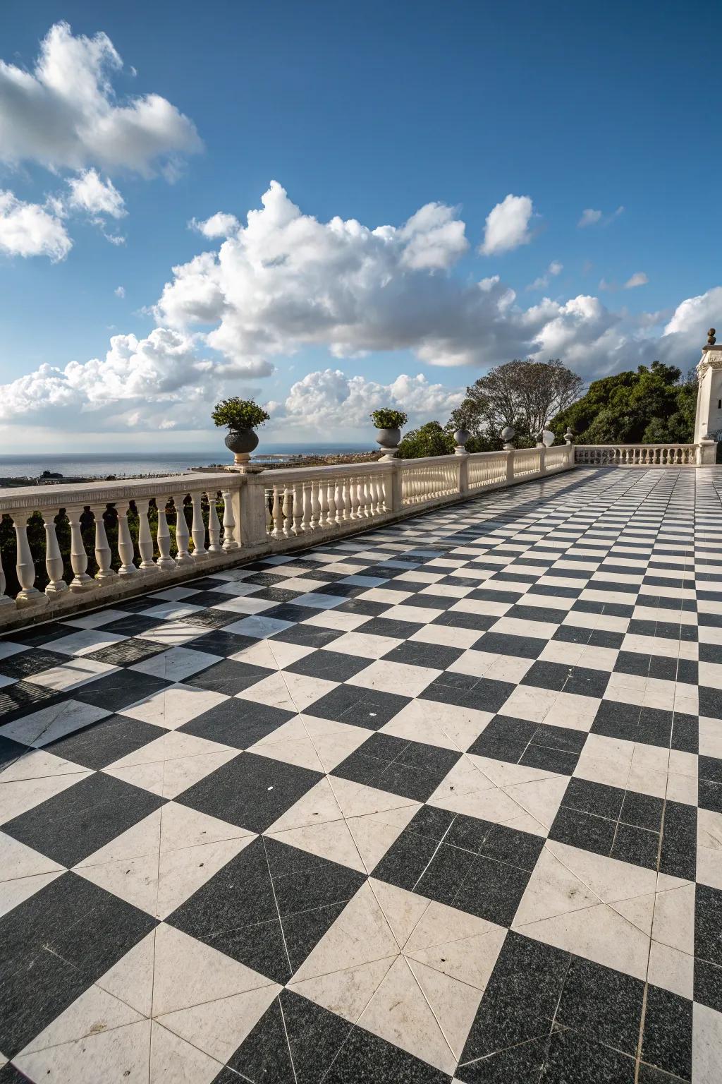 Add timeless elegance with a classic checkerboard pattern.