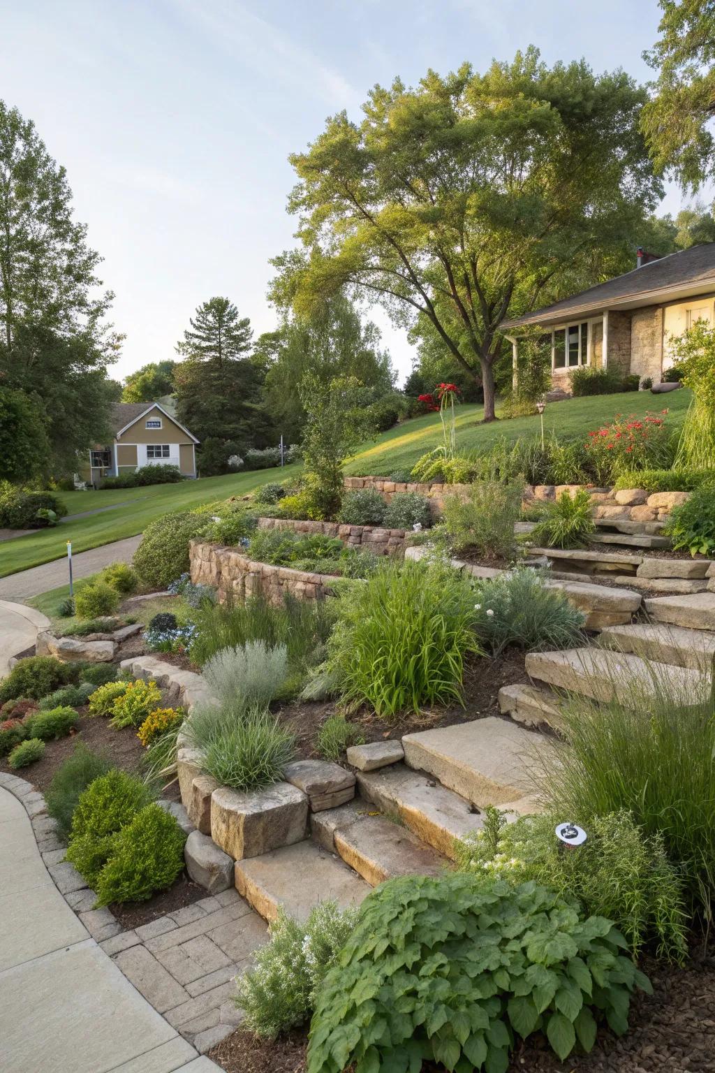 Rain gardens are eco-friendly and attract pollinators.