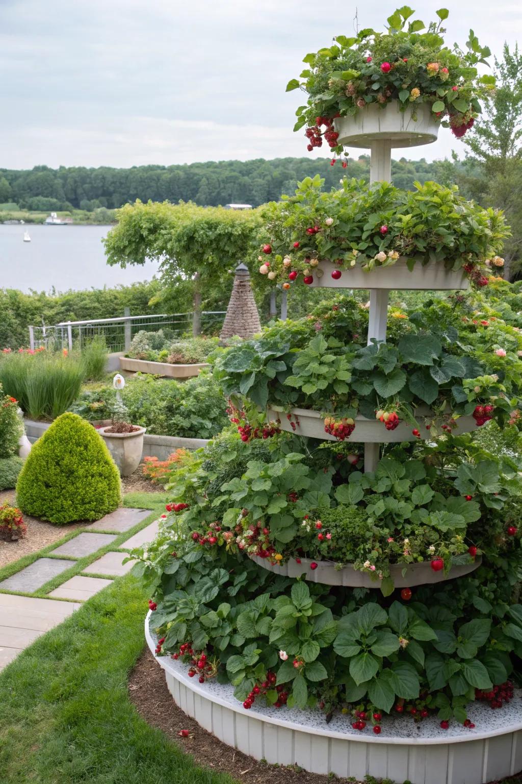 Edible landscapes offer beauty and bounty in tiered gardens.