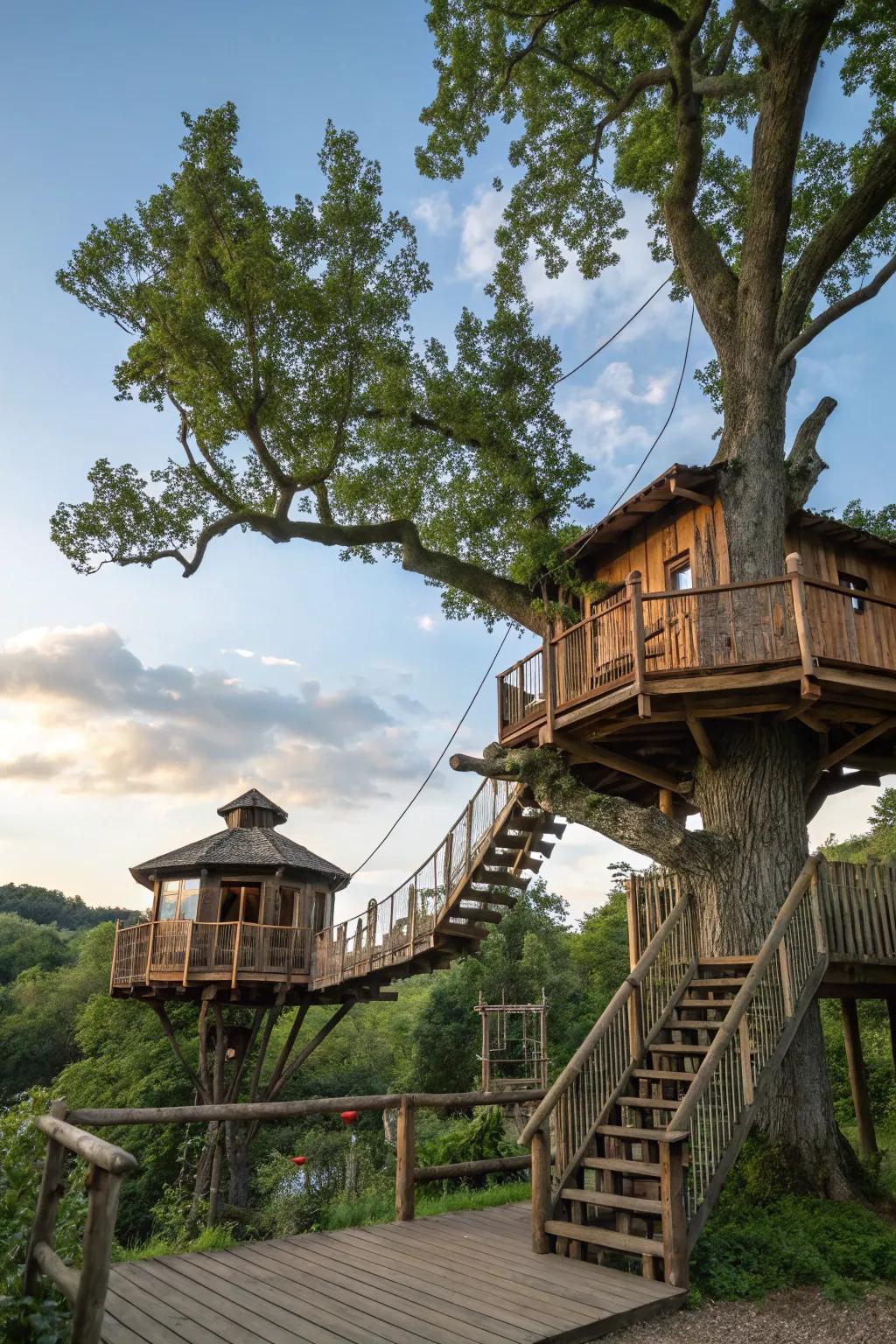 A split-level tree house that encourages exploration and play.