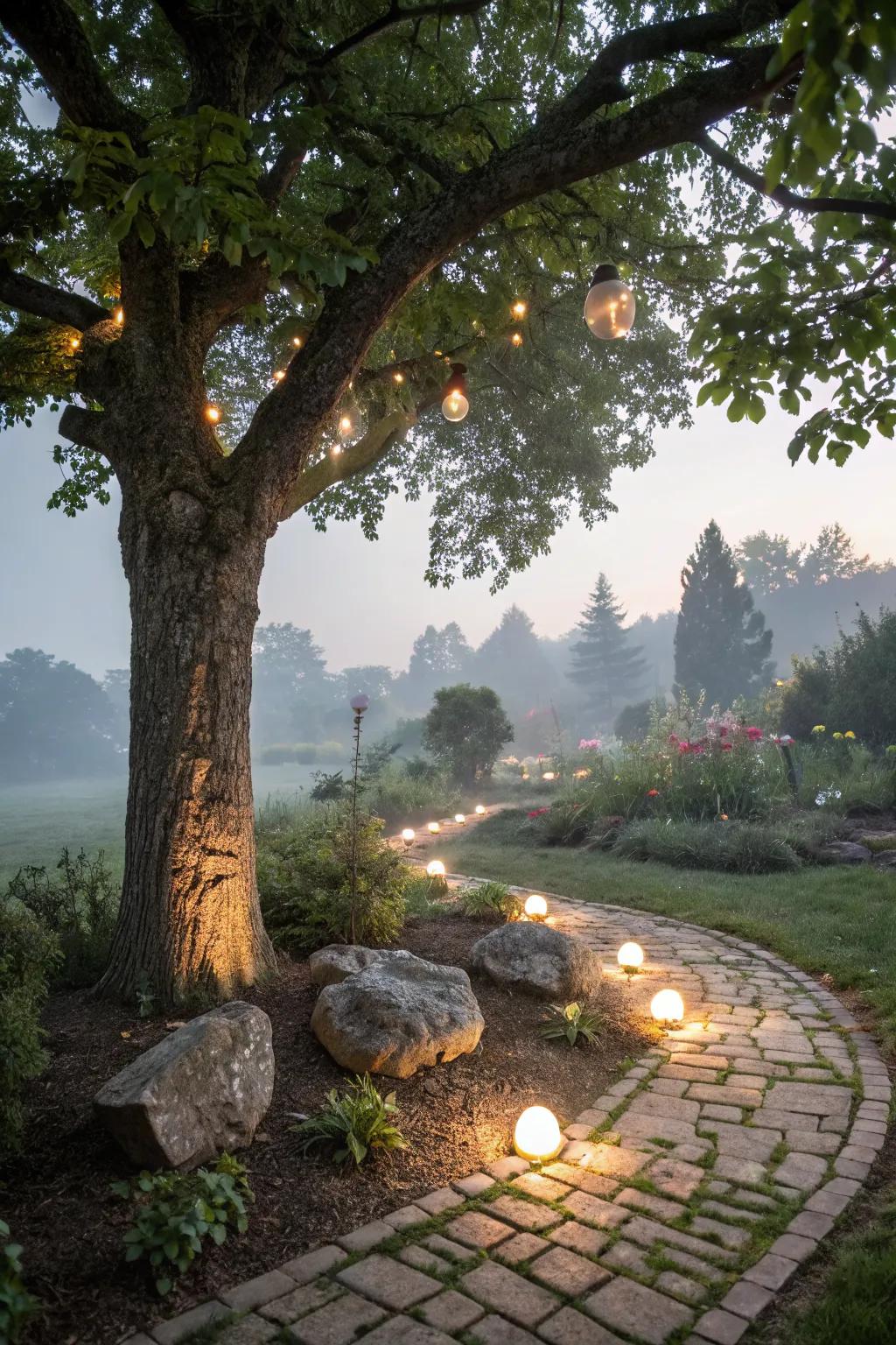 Glow stones create a magical and mystical garden effect.