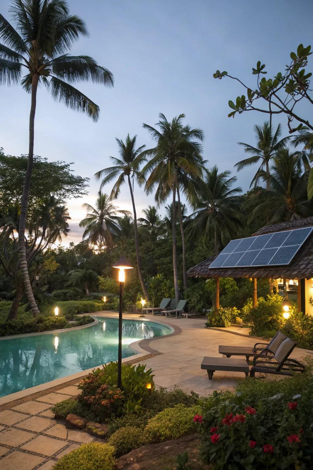 Solar-powered lights provide sustainable and charming illumination.