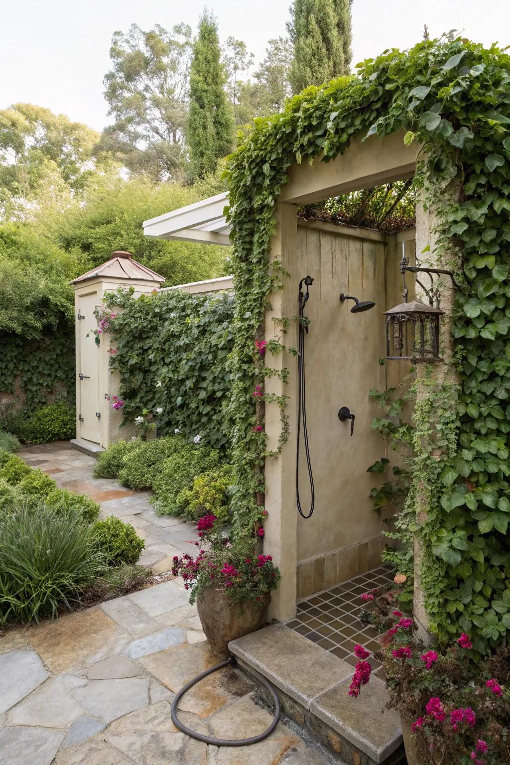 Enjoy privacy and beauty with a living wall around your outdoor shower.
