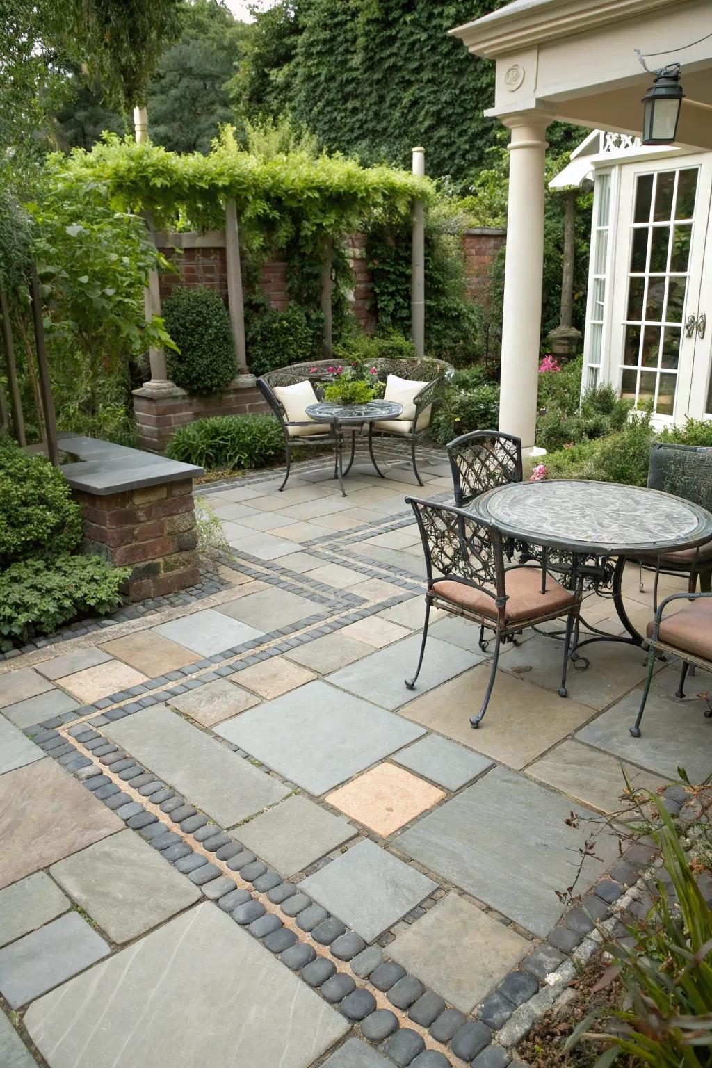 Distinct zones add functionality to this Victorian patio.