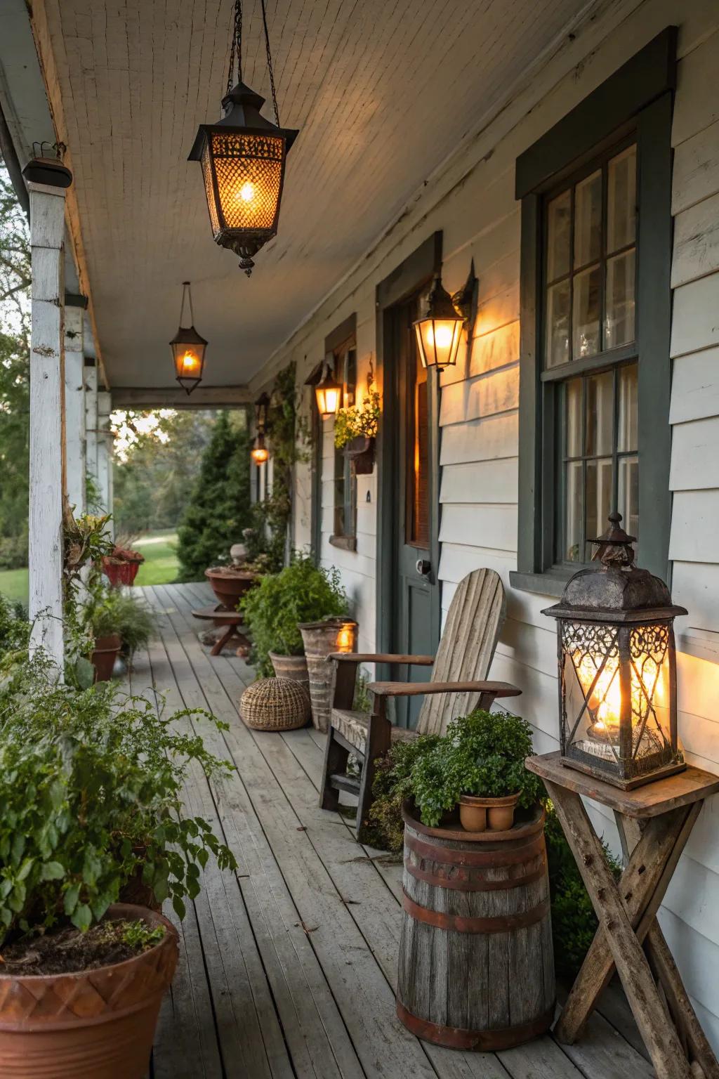 Vintage lighting creates a warm and inviting ambiance.