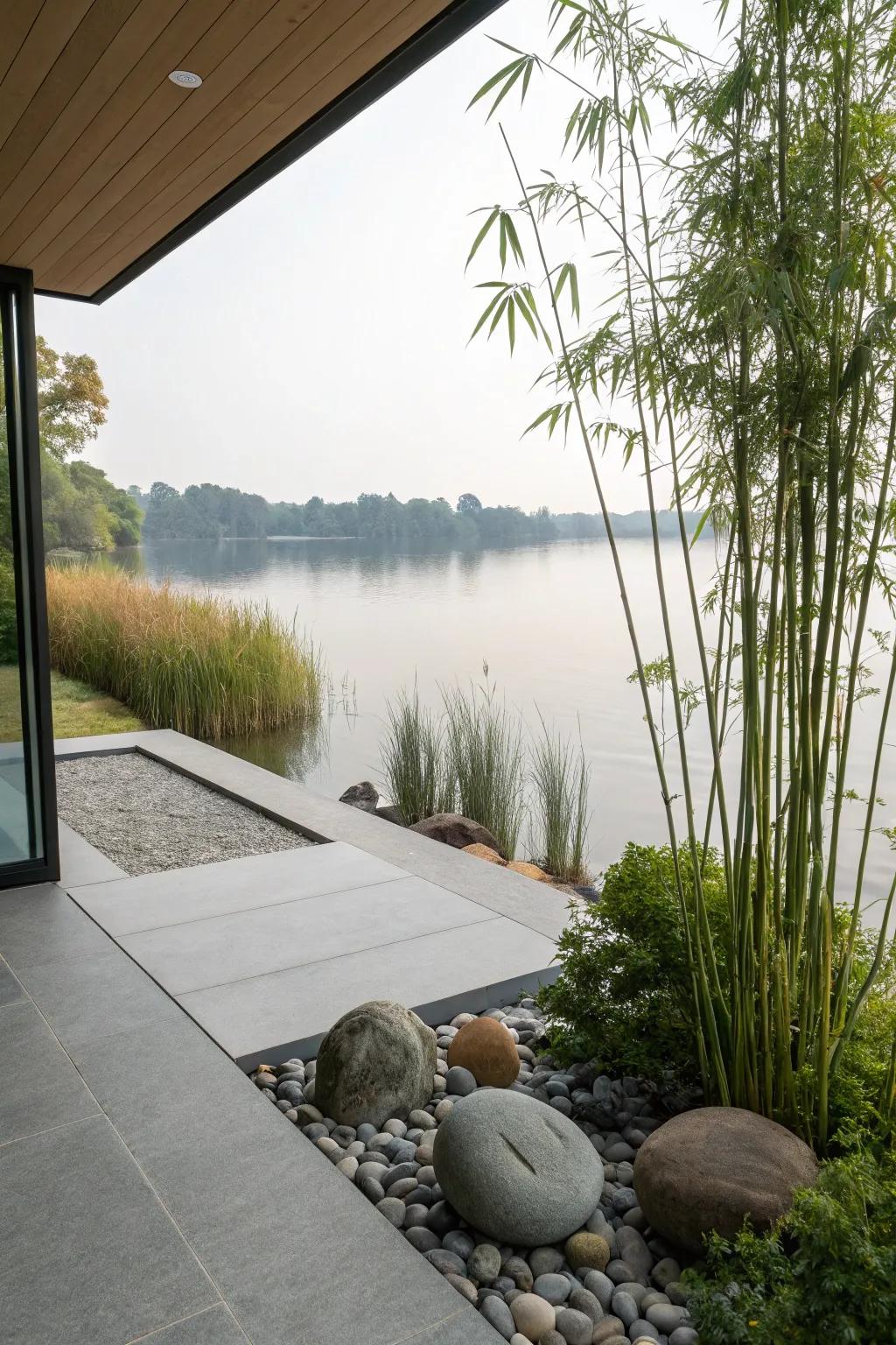 A Zen corner provides a peaceful retreat for reflection and meditation.