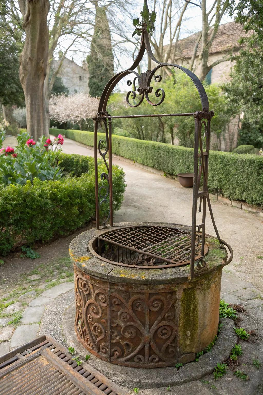 Iron grates bring a timeless and durable look to your garden.