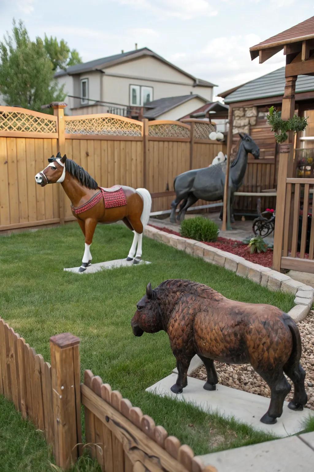 Animal figures bring a playful and thematic touch.