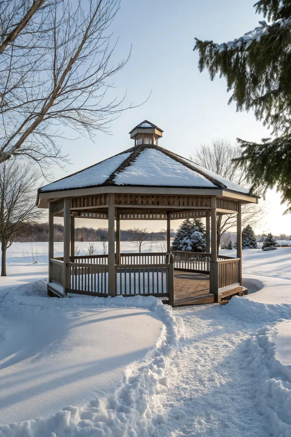 Winter-proof flooring keeps your gazebo functional and stylish.
