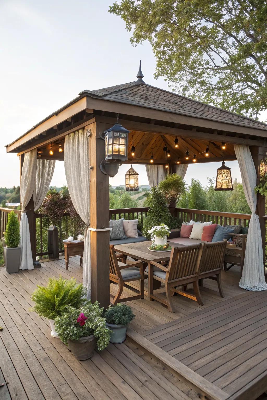 Gazebos transform patios into luxurious retreats.