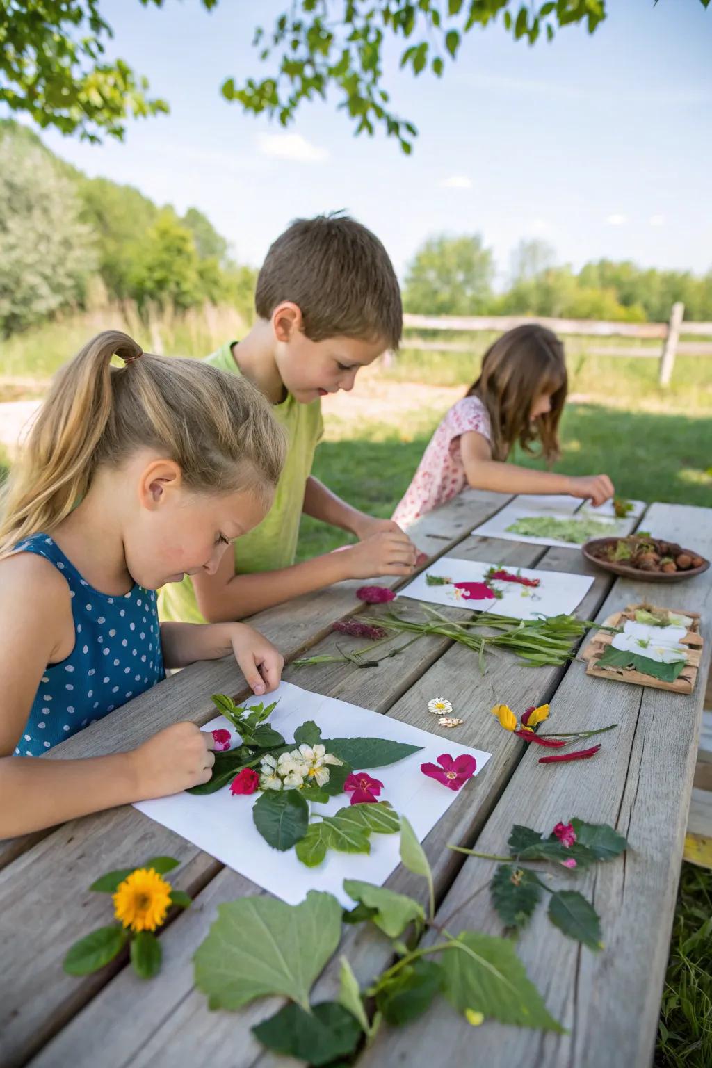 Creating beautiful nature art in the backyard.
