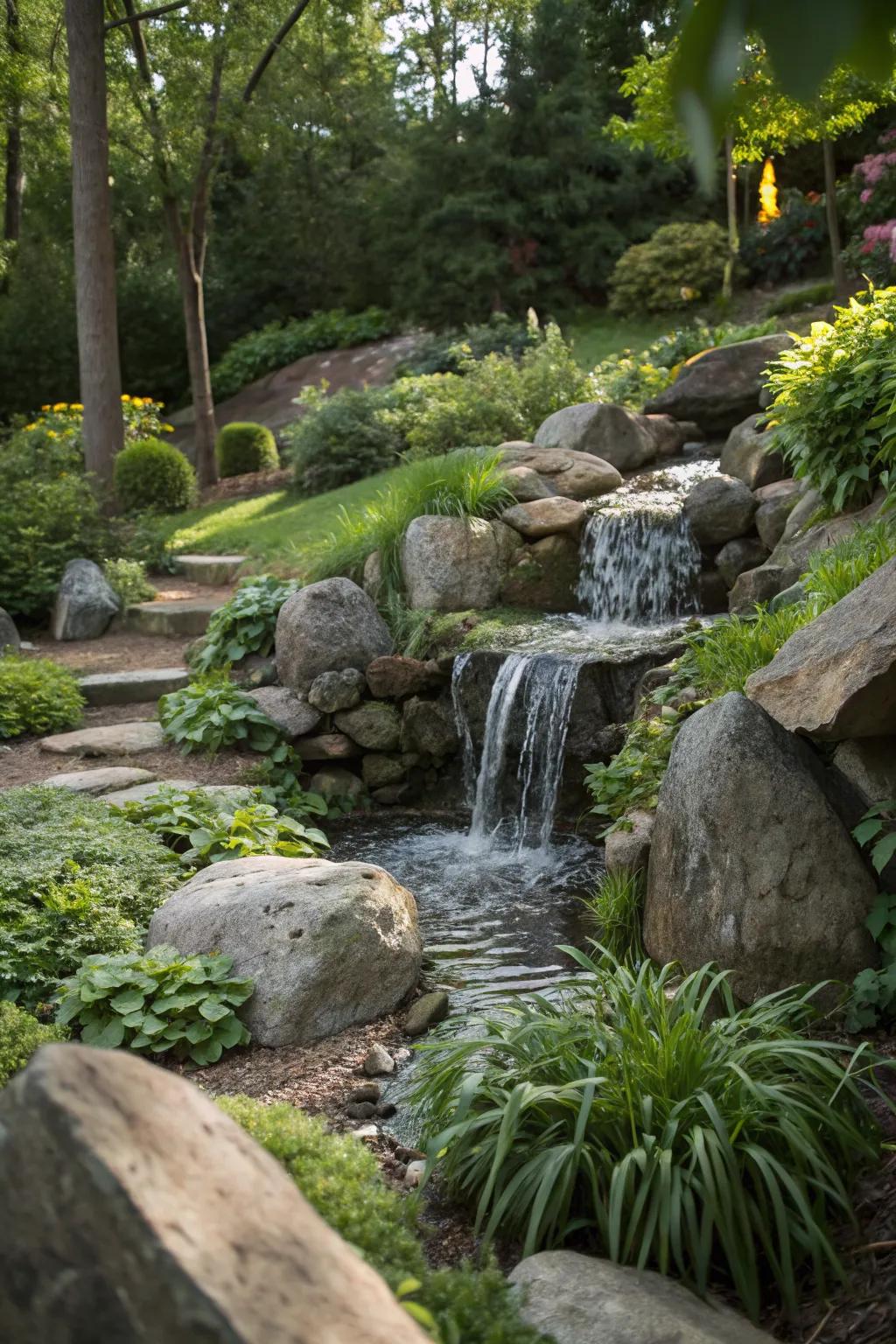 Pondless water features offer serenity with minimal fuss.