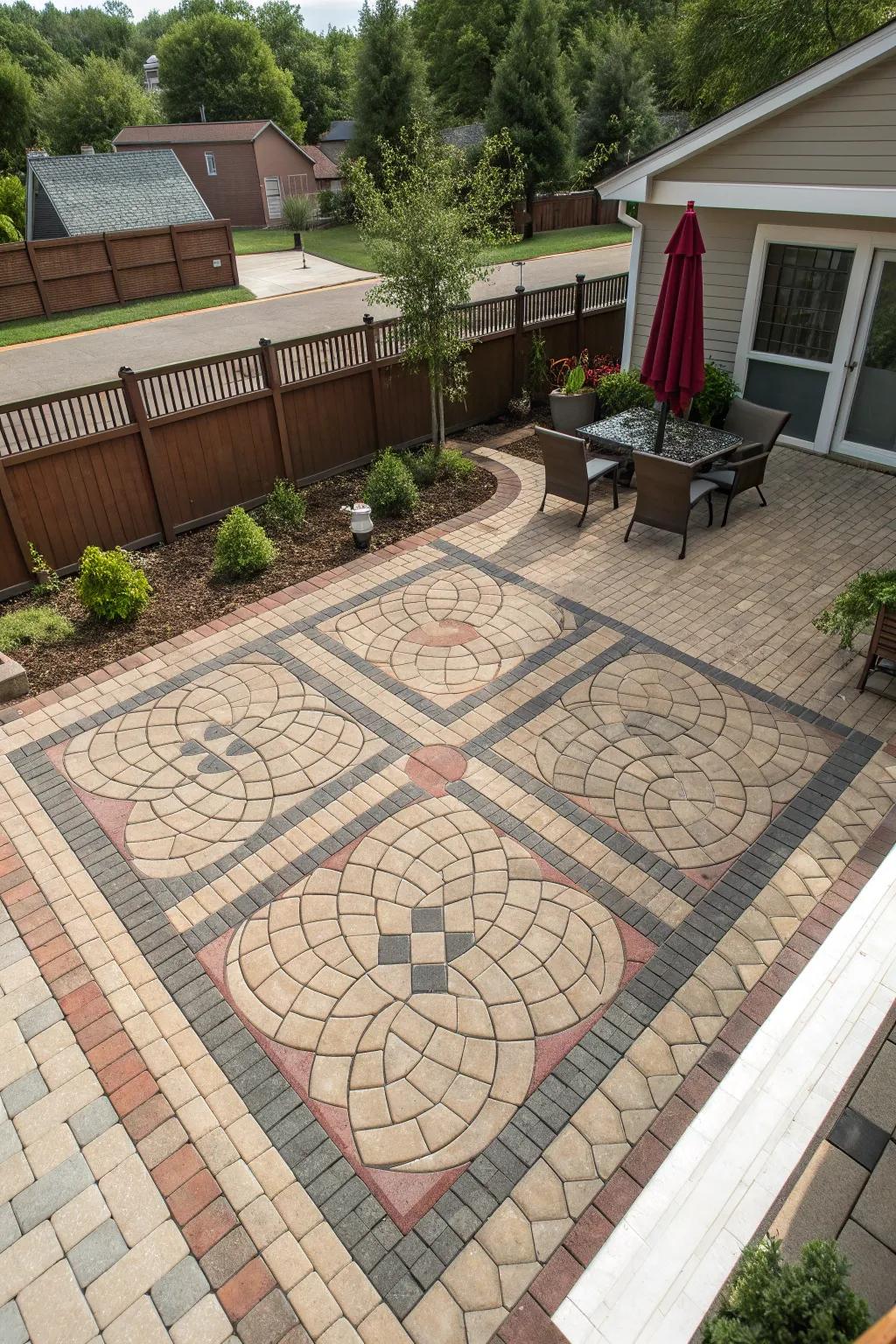Bird's eye view pattern for a stunning patio design.