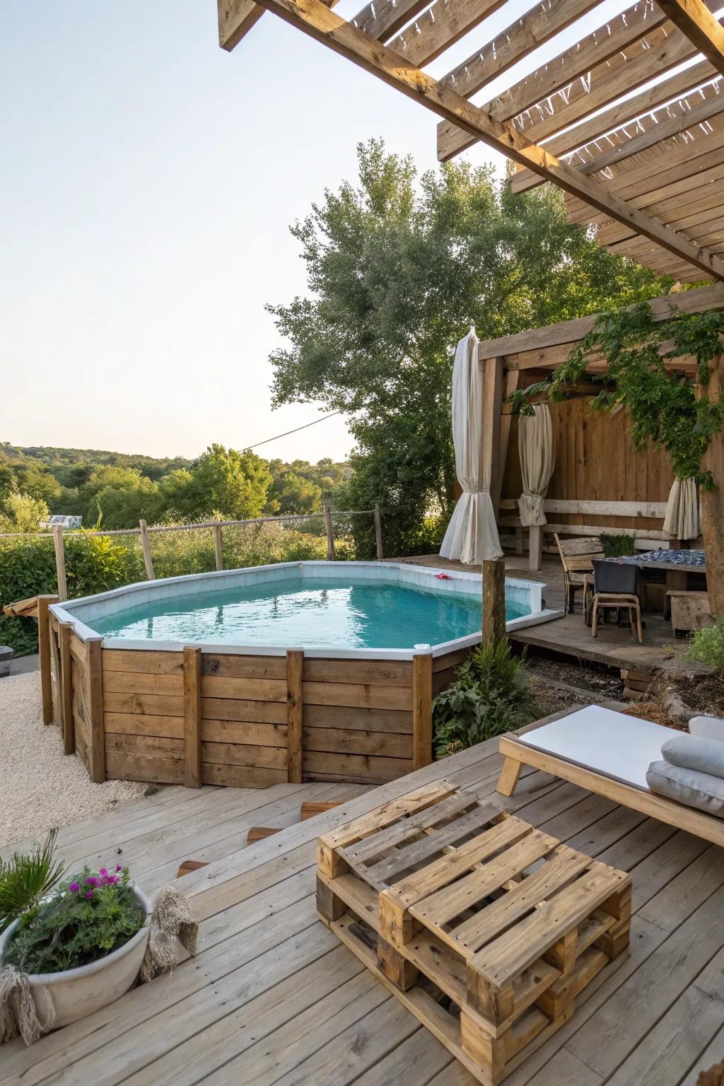 Recycled materials bring sustainability and charm to your pool setting.