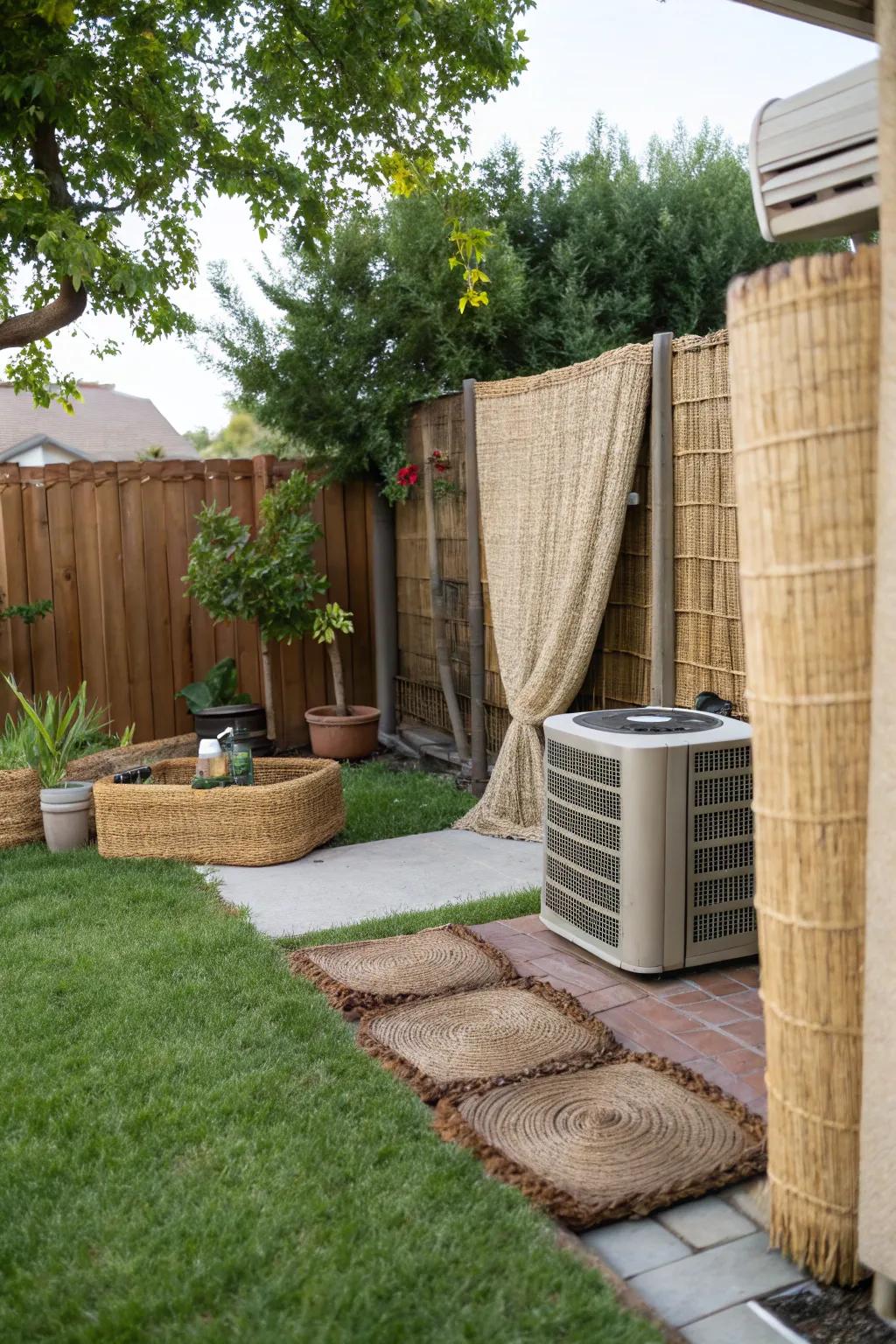 Woven reed mats provide a warm, organic look.