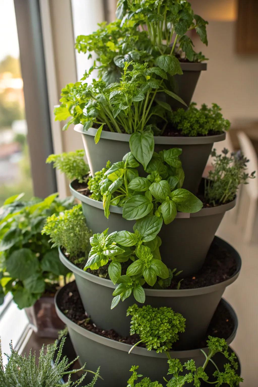 Keep fresh herbs within reach with a space-saving herb tower.