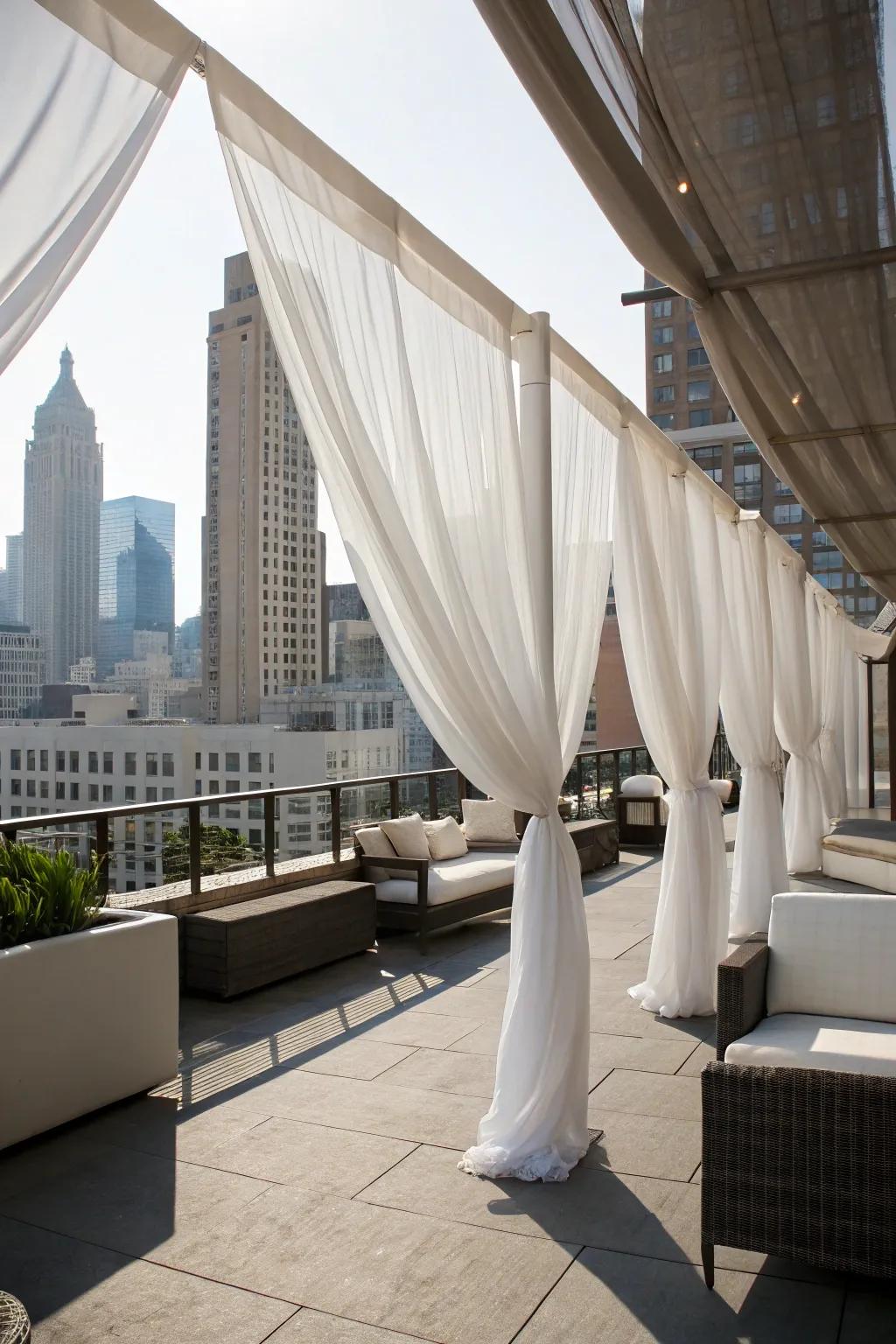 Ethereal drapes add elegance and a sense of privacy.