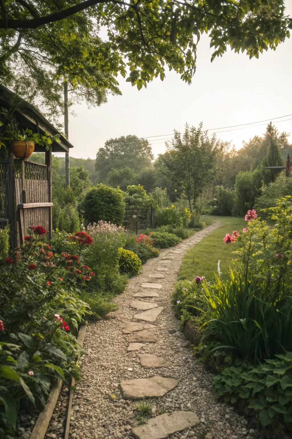 Guide guests through your garden with a pebble path