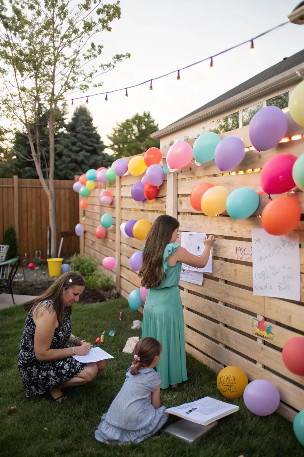 A balloon wishing wall offers a touching and symbolic gesture for the bride.