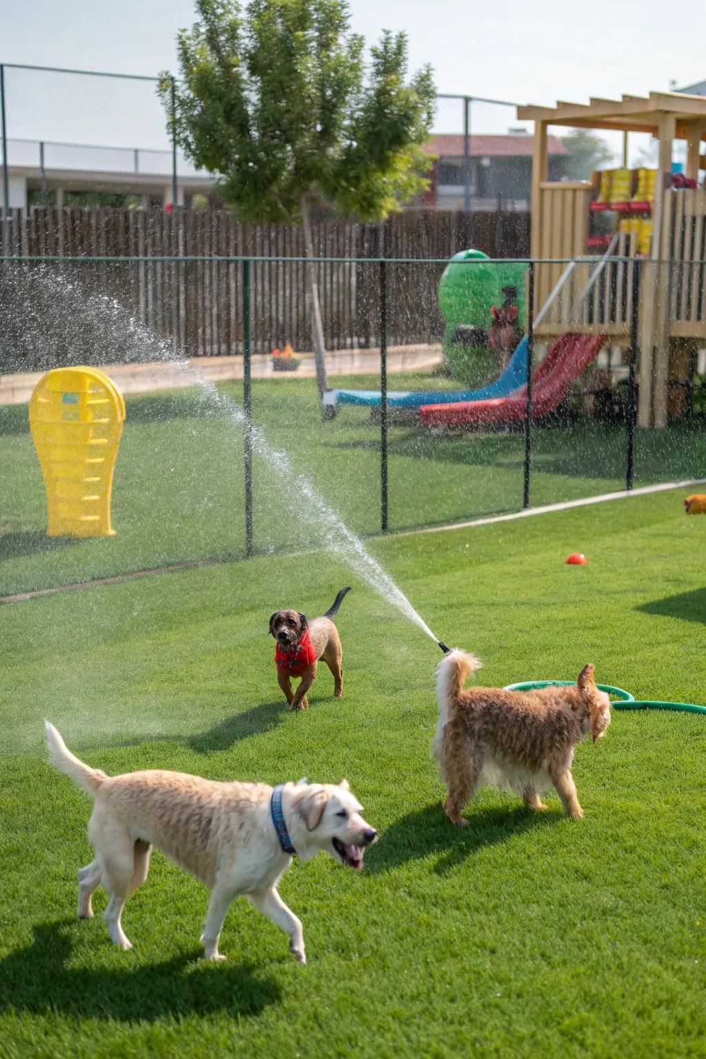 Interactive sprinklers add a refreshing twist to outdoor play.