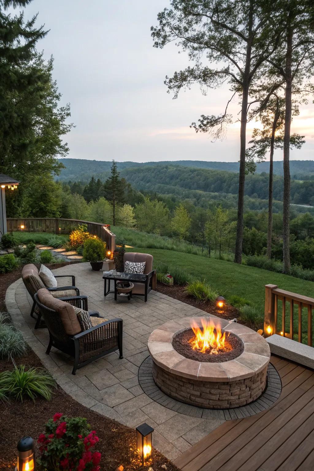 Position your fire pit to maximize beautiful backyard views.