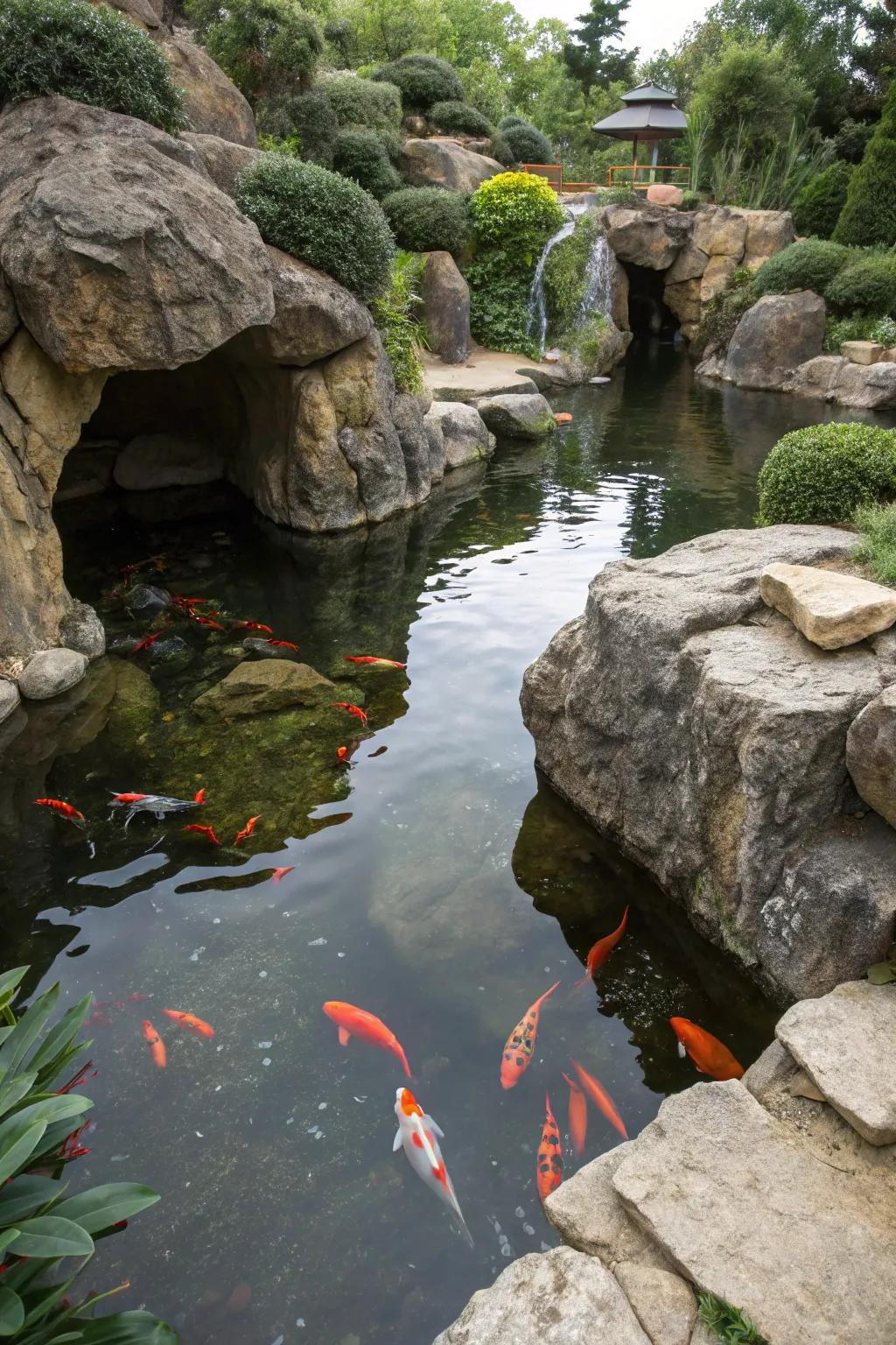 Fish caves offer shelter and security for your koi.