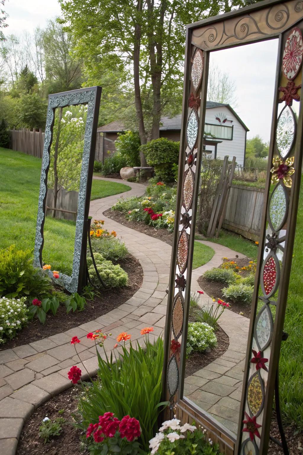Mirrors can visually expand your outdoor living area.