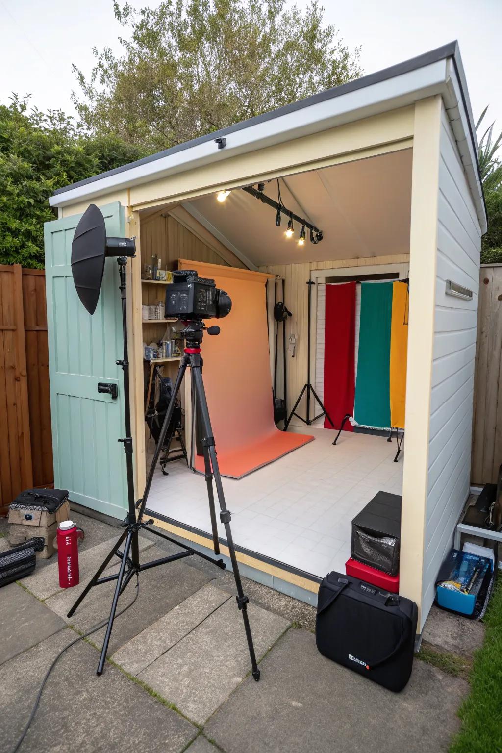 Frame the perfect shot in a backyard photography studio.
