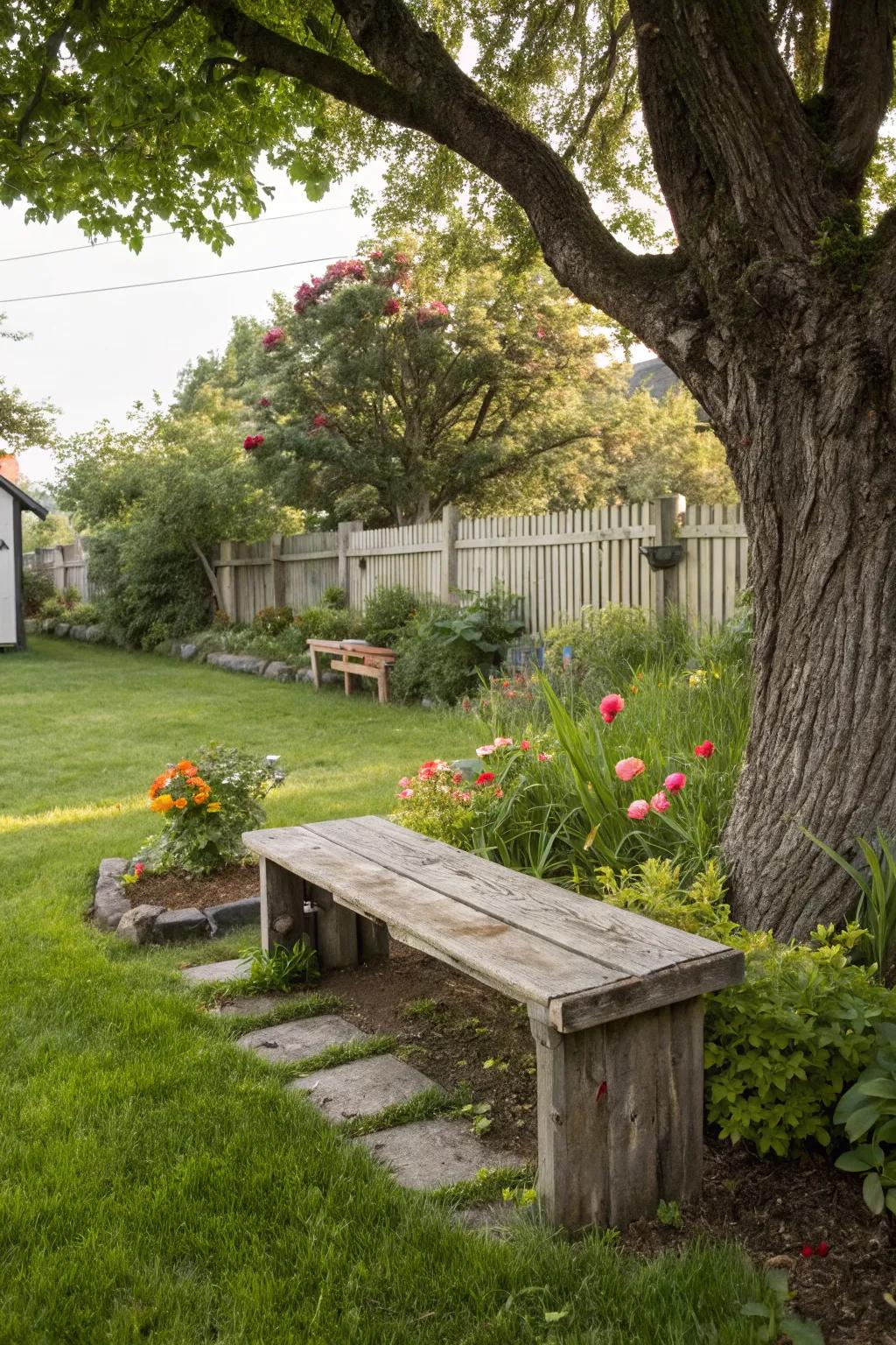 Reclaimed wood adds rustic charm to outdoor spaces.