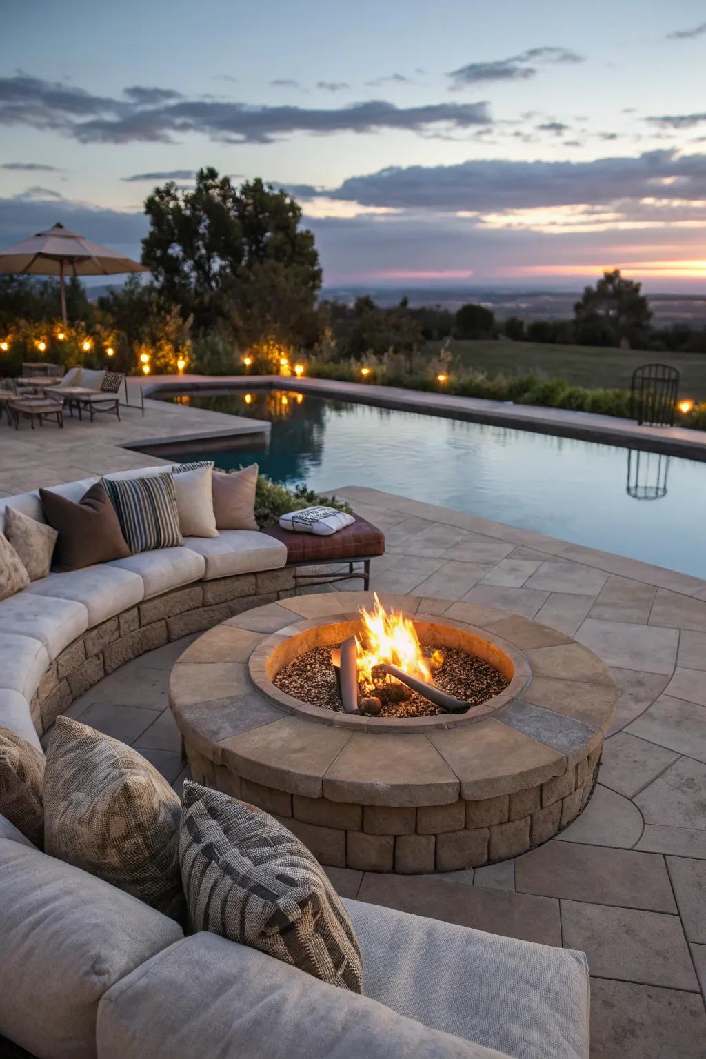 Integrated seating offers comfort and style with your fire pit.