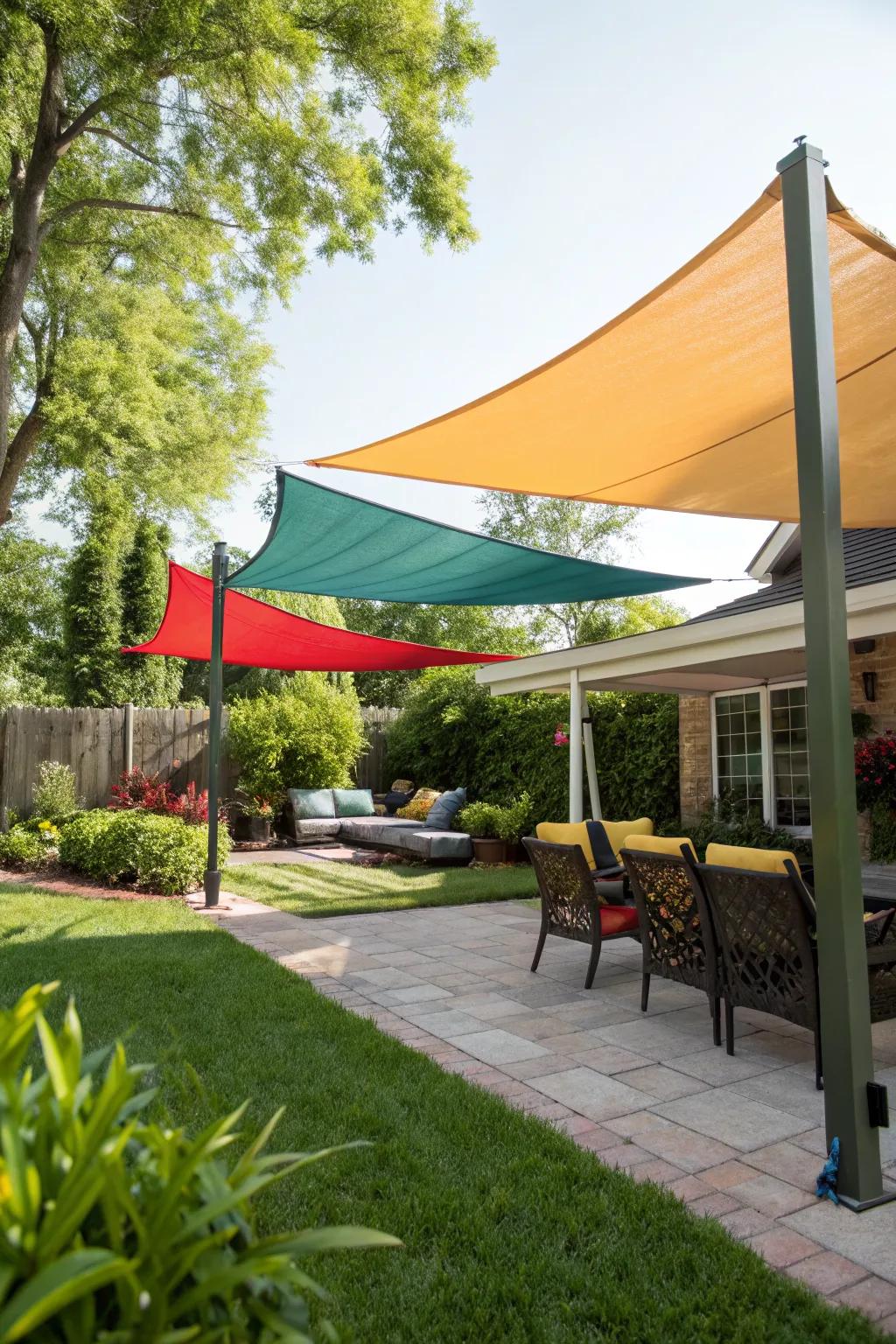 Customizable fabric canopies offer vibrant and flexible shelter.