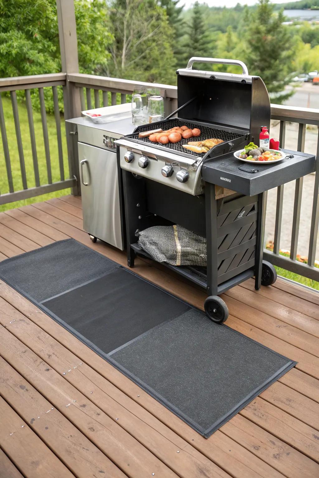 A grill mat keeps your patio clean by catching grease and spills.