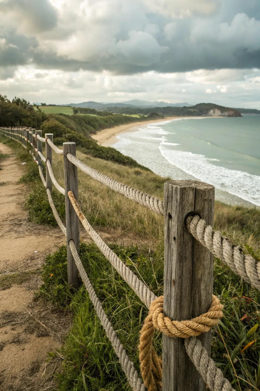 Rope accents bring an unexpected twist to traditional fencing.