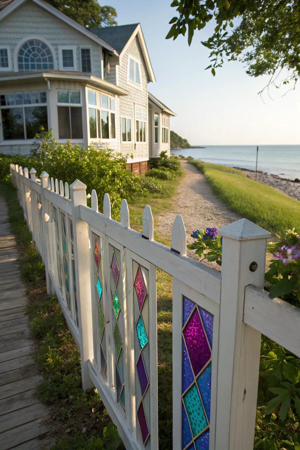 Turn your fence into art with stained glass inserts.