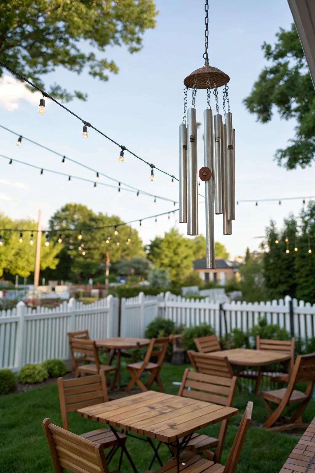 Wind chimes add a soothing melody to the atmosphere.